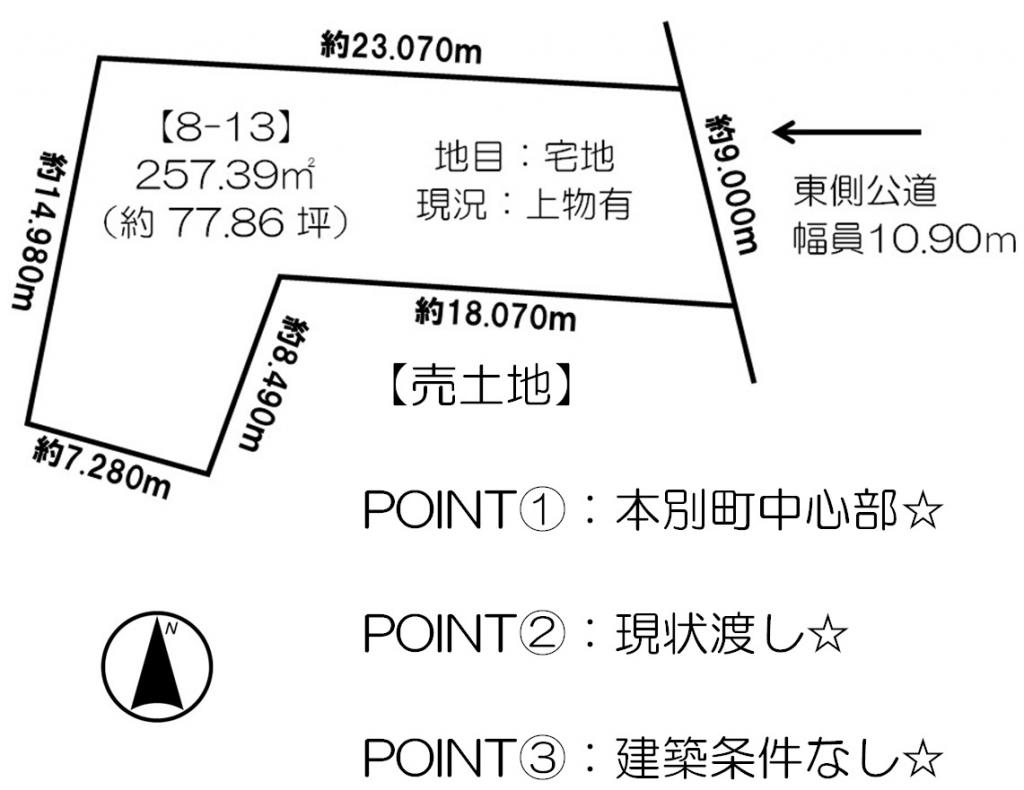 本別町北３丁目 売土地 間取り