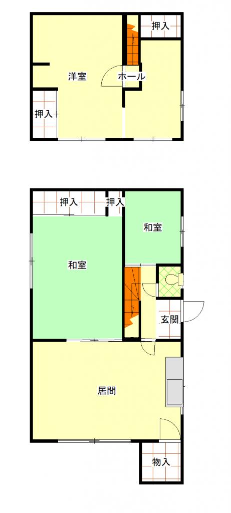幕別町宝町　2階建て中古住宅 間取り