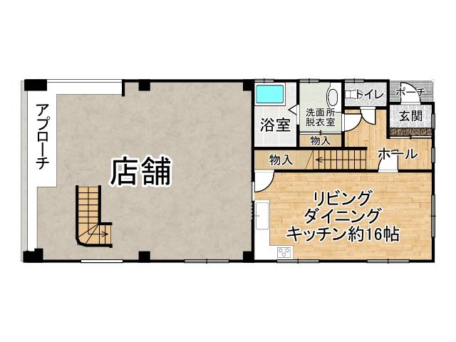 浦幌町字幸町１８番地１【北西角地！店舗併用住宅！】 間取り