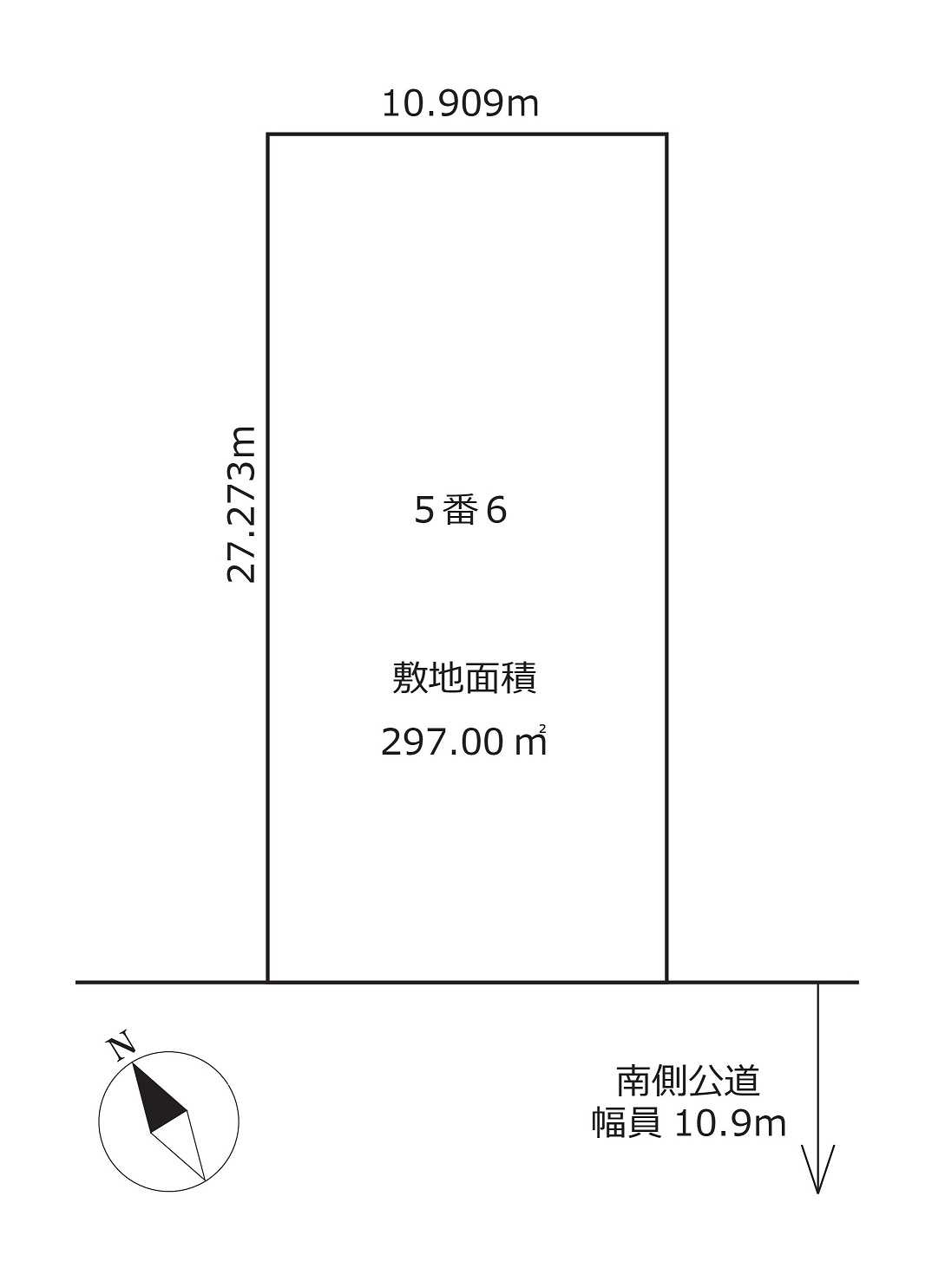 【建築条件なし】新町西８丁目　売土地 間取り