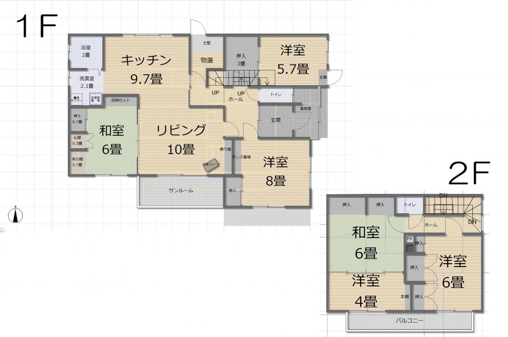 ※価格改定※　2台分カーポート付！緑陽台仲区　中古住宅 間取り