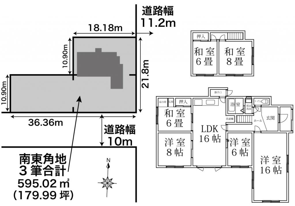 庭畑付き約180坪　南東角中古住宅 　池田町旭町5丁目 間取り
