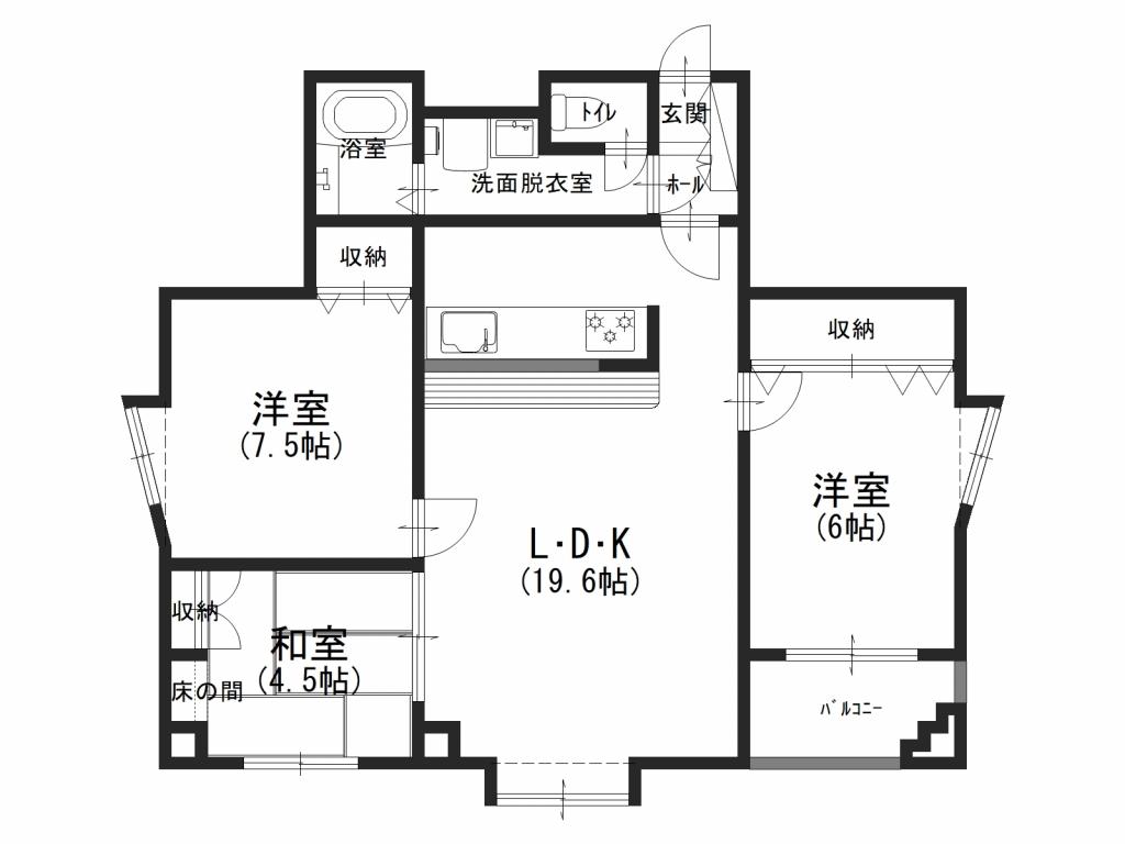 ベルリオーズ６階 602号室【売中古マンション：3LDK】 間取り