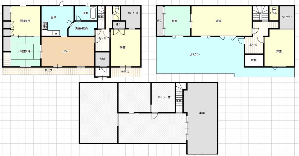 帯広市西２１条南４丁目　地下付き売家 間取り