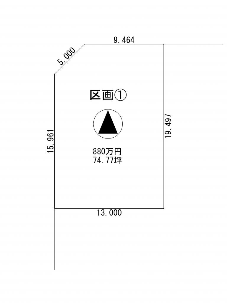 宝来西町北１丁目　売土地　区画①74.77坪 間取り
