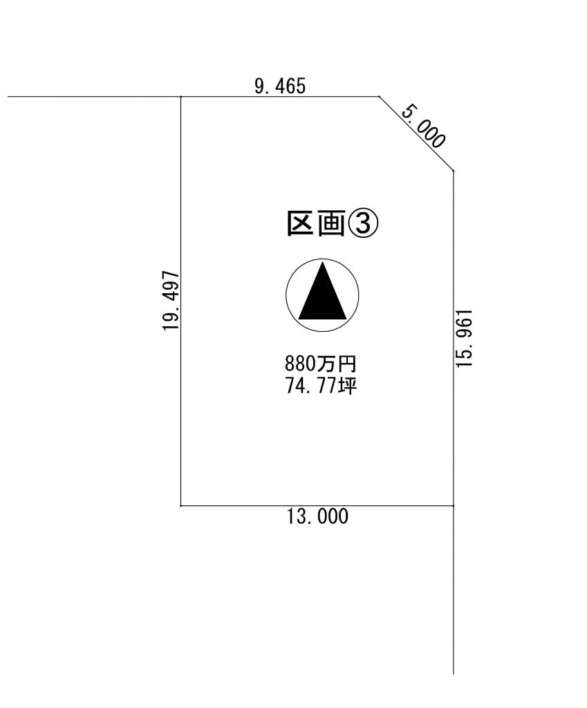 宝来西町北１丁目　売土地　区画③74.77坪 間取り