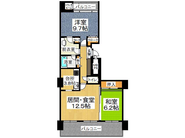D’レスティア帯広　６１３号　※商談中【帯広駅近２ＬＤＫ分譲マンション！】 間取り