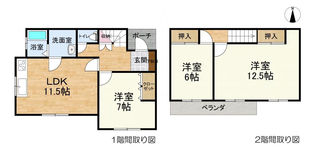 帯広市西19条南5丁目　売家　リフォーム済（土地面積 約47坪・延床面積 約25坪） 間取り