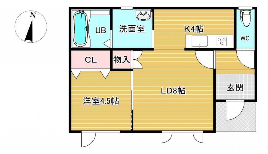 南東角地♪幕別町札内桜町48＿1LDK中古住宅 間取り