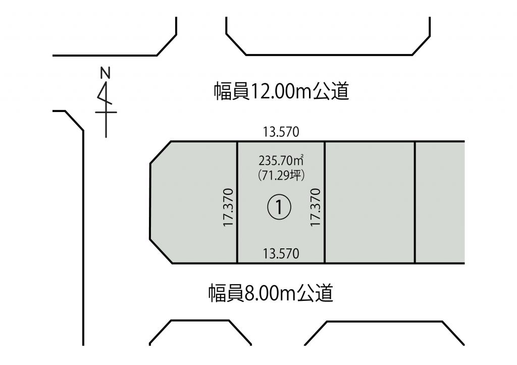 【大空町】全2区画分譲販売中/71.29坪/区画(1) 間取り