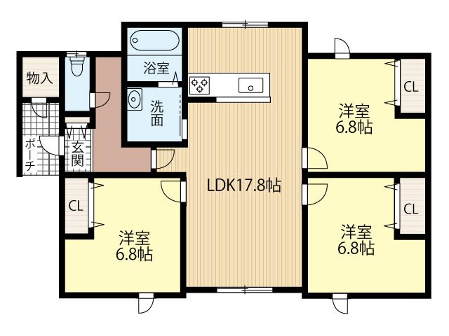 札内北栄町の中古平屋・売主負担にてリフォーム後引渡予定の物件です※パース画像（完成予想図）掲載中★ 間取り