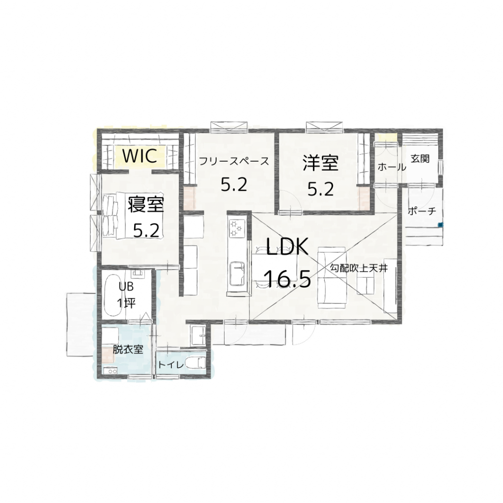 音更町木野エリア｜分譲住宅”ゆとりある平屋の家” 間取り