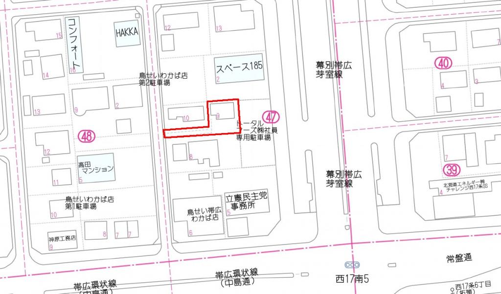 帯広市西18条南5丁目47-9　売地（旗竿地）　解体更地渡し　建築条件なし　 内観