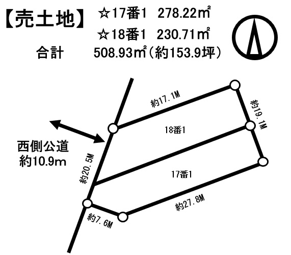 ★売土地★　広尾町丸山通北1丁目（約153坪　建築条件無し） 間取り