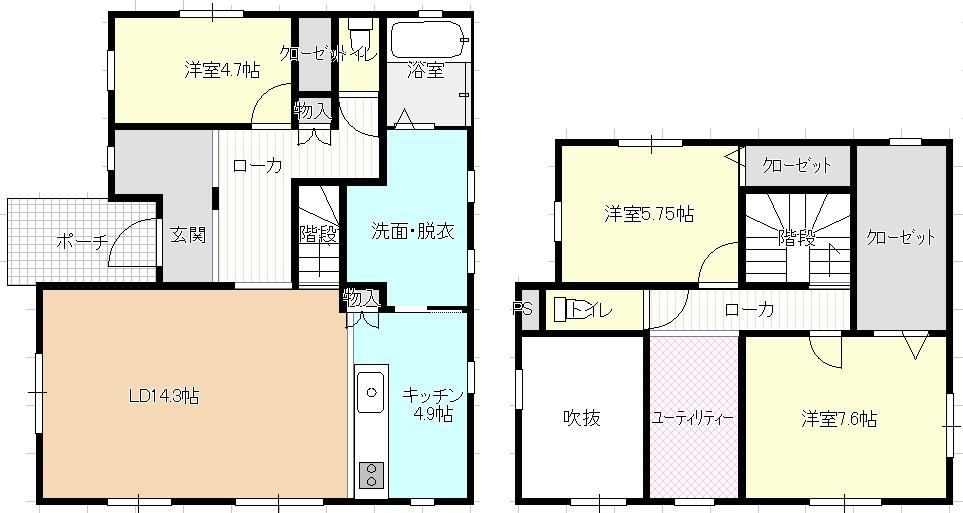 幕別町札内北栄町　中古住宅 間取り
