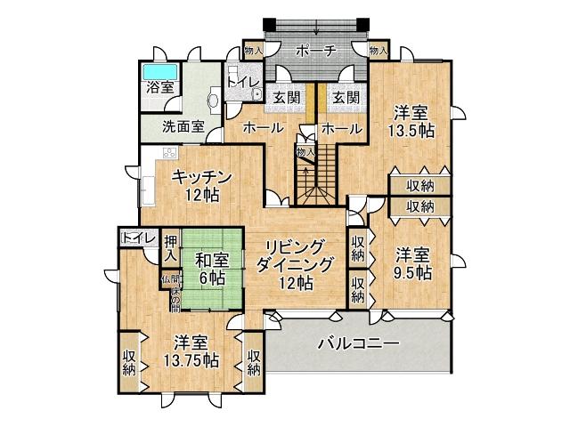 音更町木野西通１０丁目４番地９【総床面積約３００㎡の二世帯住宅が登場！】 間取り