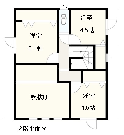 リビング吹抜けで開放的！西２４南２           内観