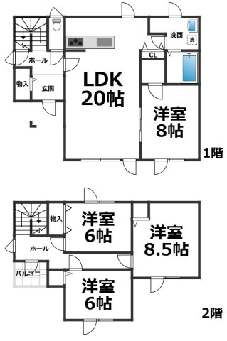 【中古住宅】　帯広市西13条北8丁目　※価格改定　リフォーム済 間取り