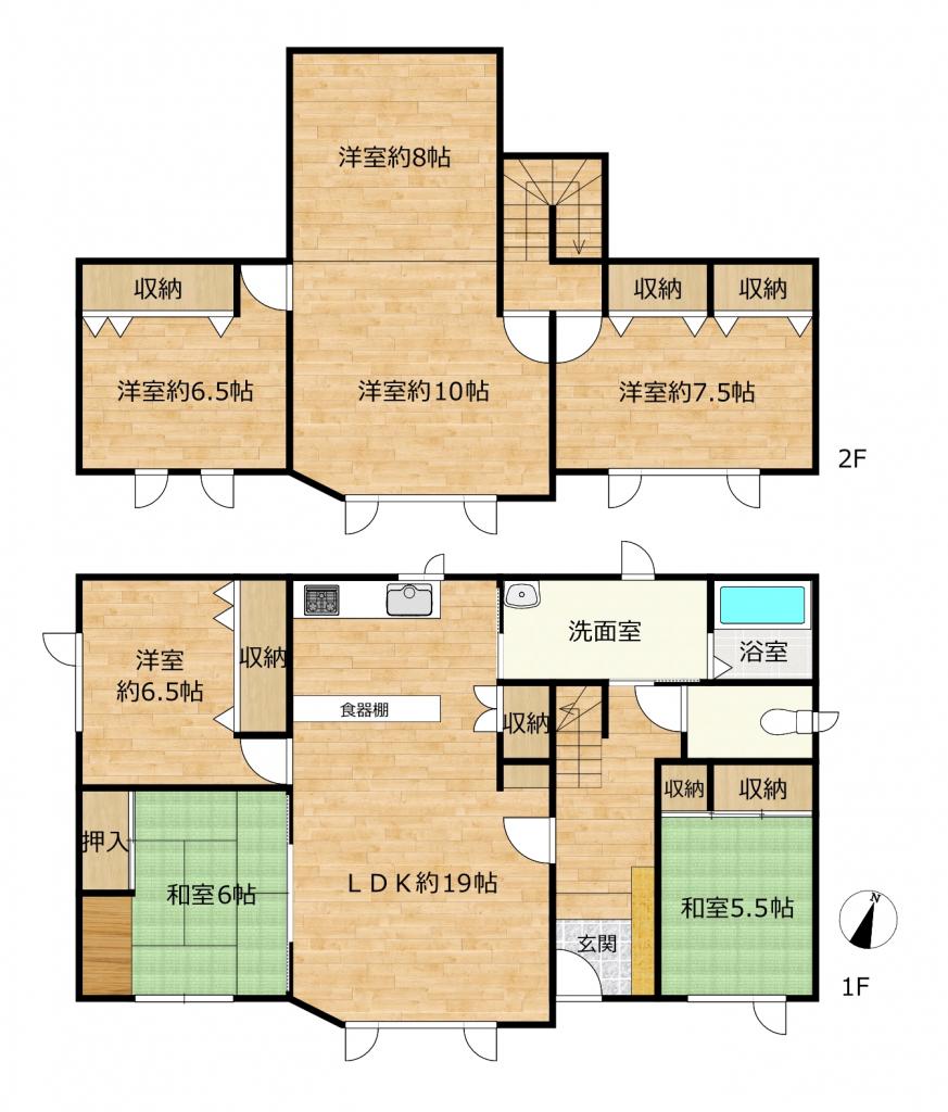 【6LDK住宅】帯広市西21条南2丁目30-4 間取り