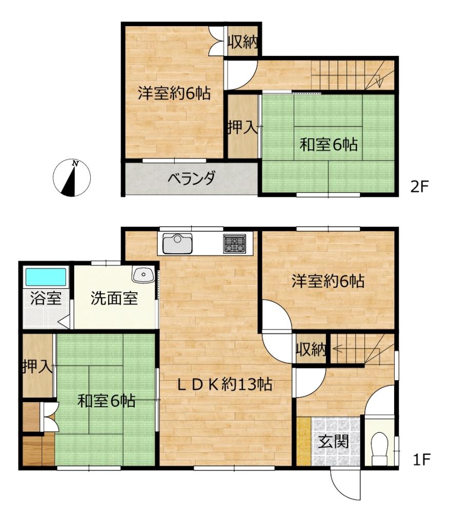 【4LDK住宅】帯広市西20条南2丁目21-4 間取り
