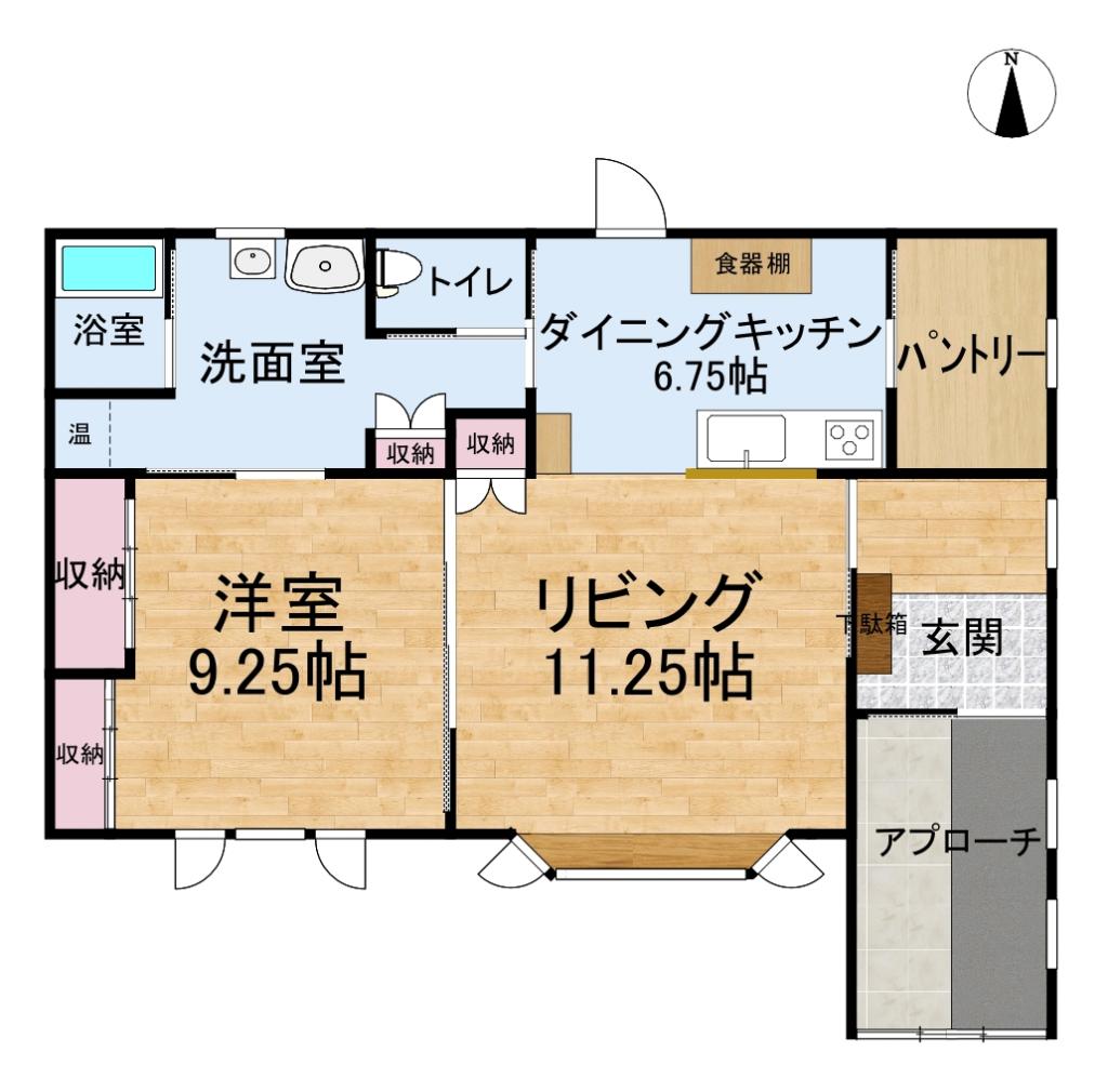 帯広市西19条南5丁目　売家（平屋）（土地面積 約97坪・延床面積 約25坪） 間取り