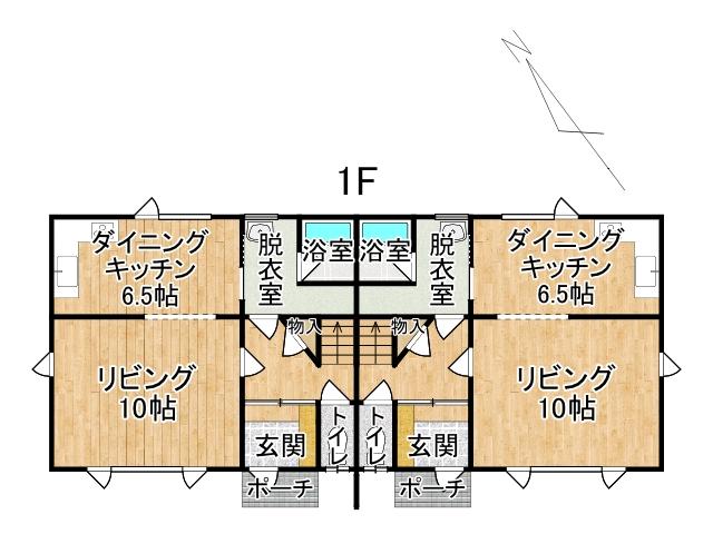 本別町南２丁目【新オーナー様募集！１棟２戸(２ＬＤＫ)】 間取り