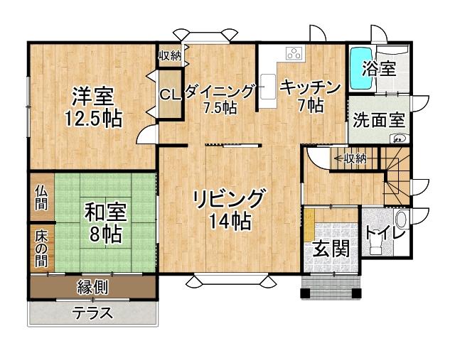 帯広市大空町７丁目【人気の南道路付で日当り良好！】 間取り