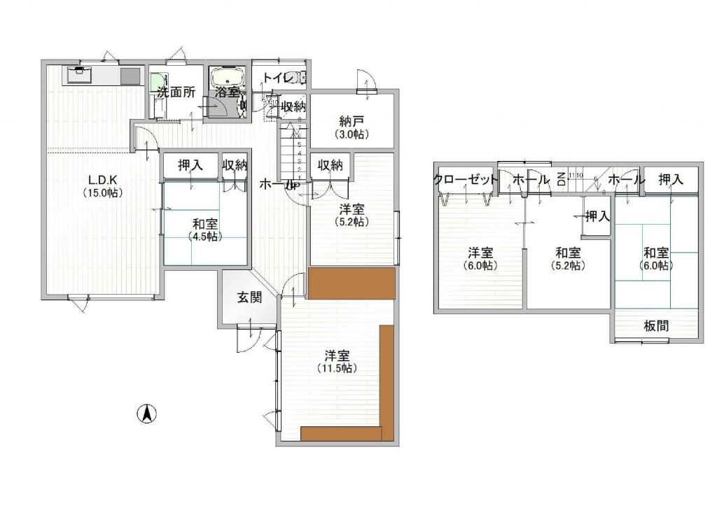 西18条南5丁目の中古住宅 間取り