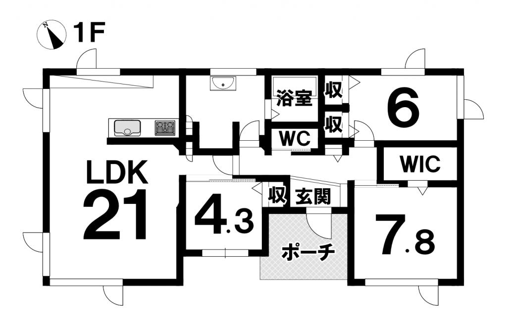 上川郡清水町字清水第八線　築浅中古平屋建て 間取り