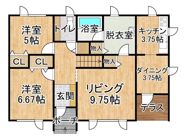 鹿追町鹿追北５線※商談中【平成１４年築３ＳＬＤＫ一戸建て！】 間取り