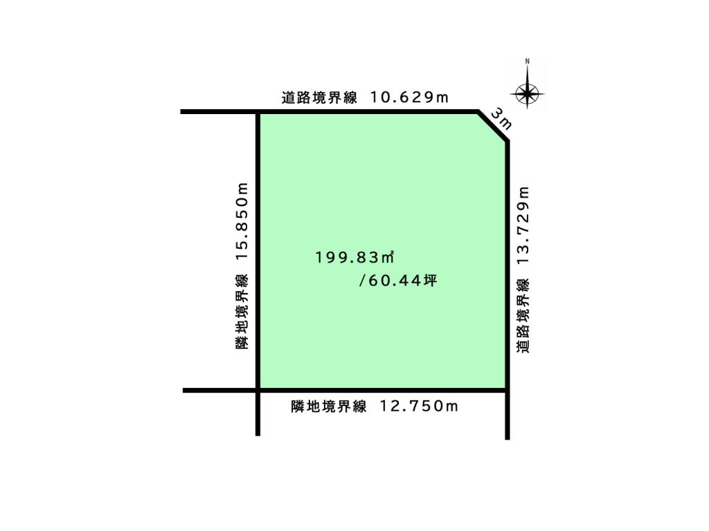 【北東角地・若葉小 徒歩4分】西17南5　売土地 間取り