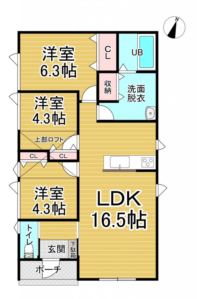 【新築平屋住宅】　西19条南4丁目 間取り