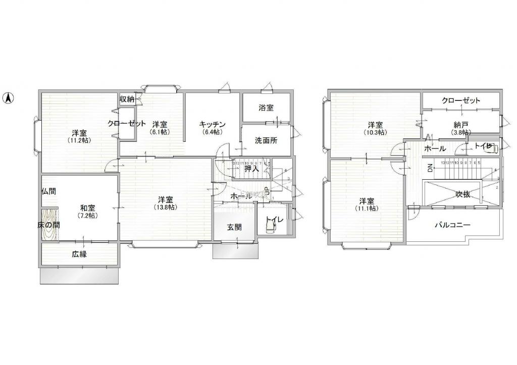 大空7丁目の延床50坪越えの中古戸建 間取り