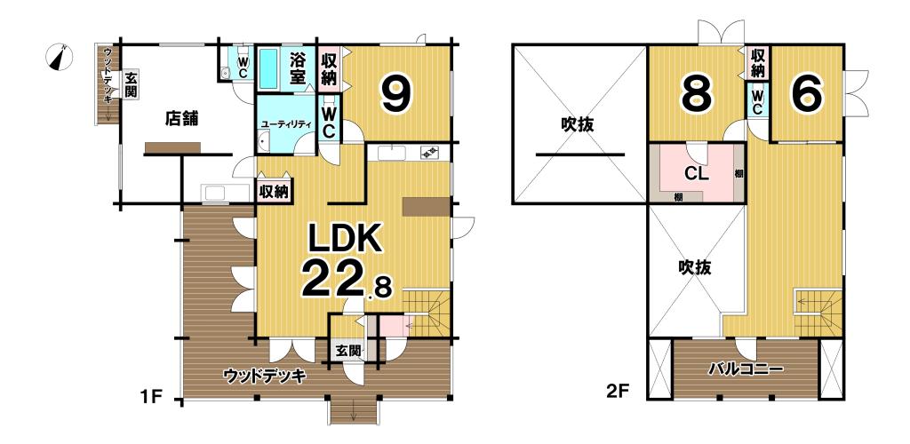 芽室町西士狩北７線　店舗付中古住宅 間取り