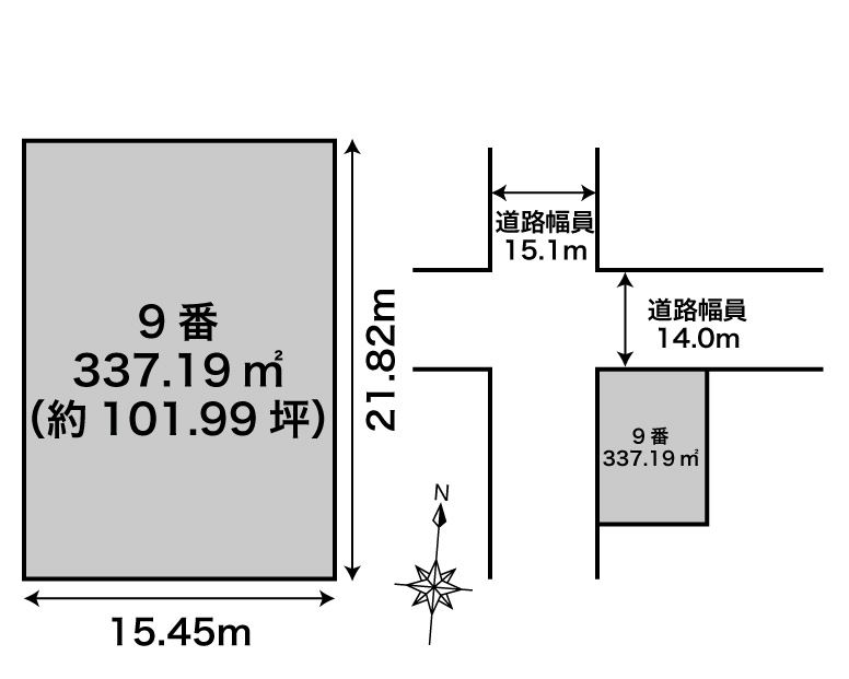 【売土地】北西角地 約101坪 池田町字西1条5丁目 間取り
