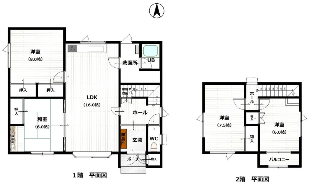 豊頃町茂岩栄町　売家　南向き 間取り