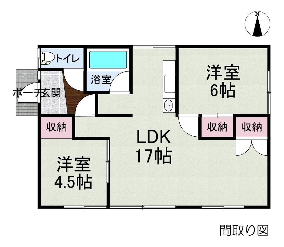 池田町字西3条　売家（平屋）（土地面積 約133坪・延床面積 約17坪） 間取り