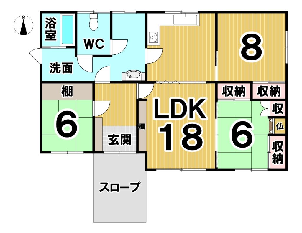 【２００４年大規模リノベーション済♪】足寄町南２条４丁目　中古平家 間取り
