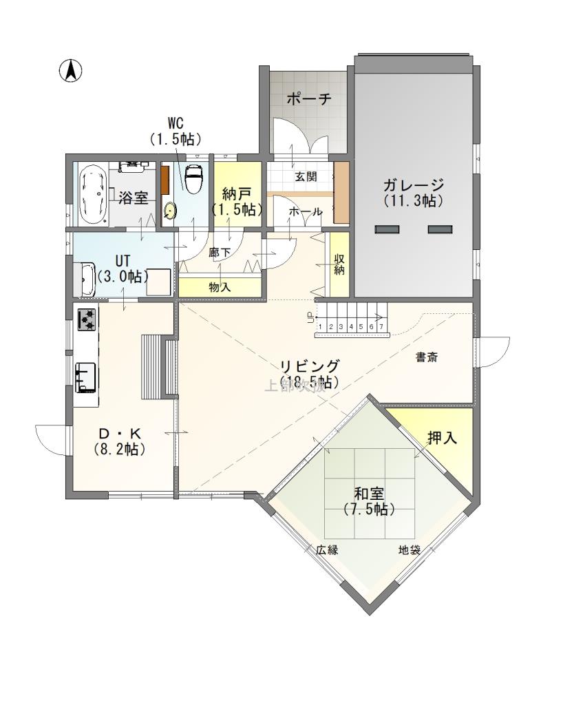 帯広市西13条北5丁目　解放感あるデザイナーズ住宅♪ 間取り