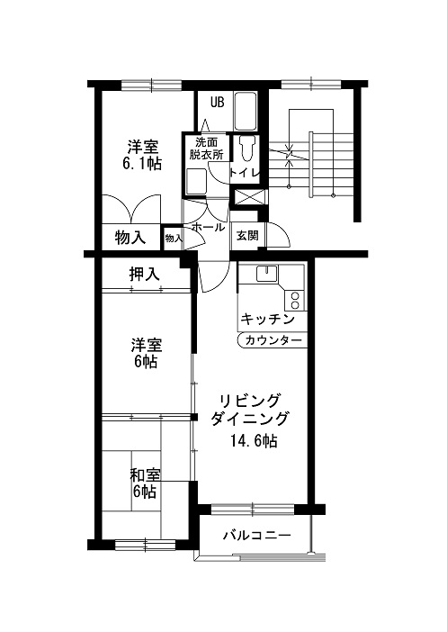 「価格改定」コーポ光南第一　4階建最上階　H29年リフォーム済（トイレ・エアコン・風呂換気扇・インターホン・内装他）光南小学校400ｍ  間取り