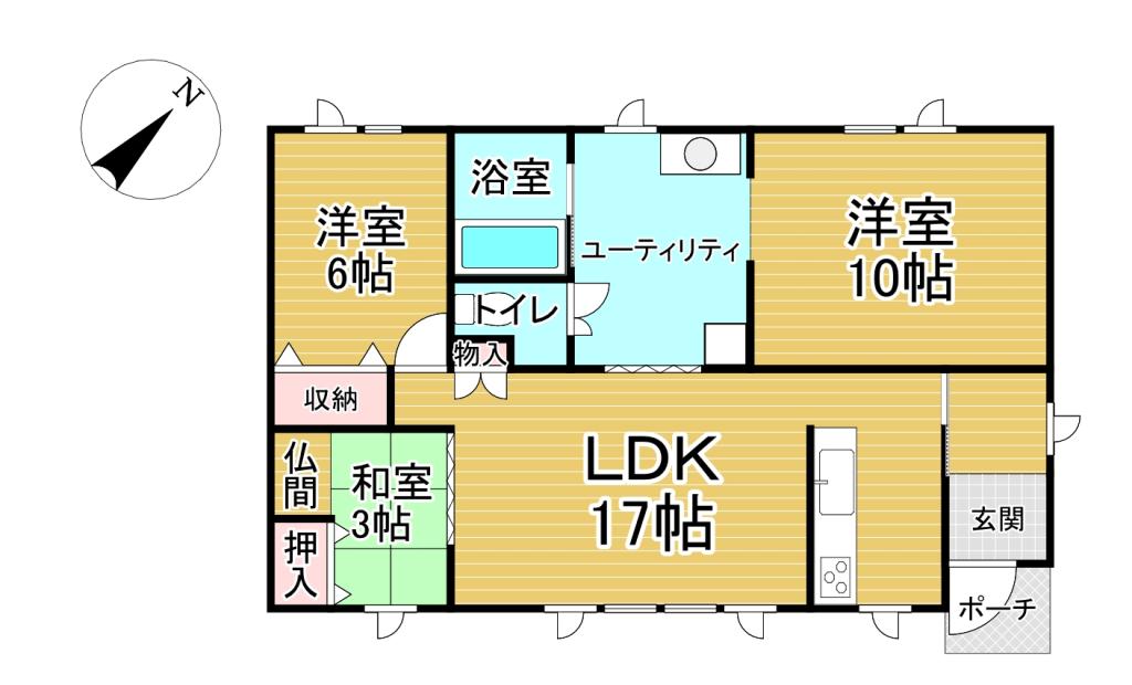 築6年◎　人気の平屋◎　柏林台中町＿平屋住宅 間取り