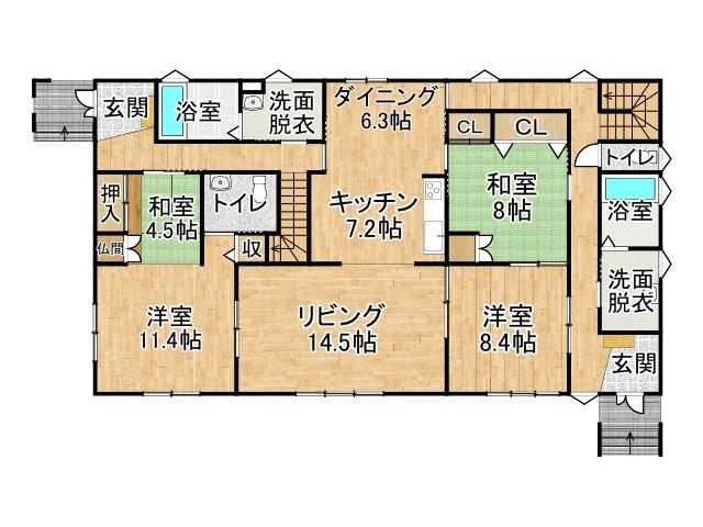 西１６条南４丁目【８ＬＤＫの中古住宅！二世帯住宅です♪】 間取り
