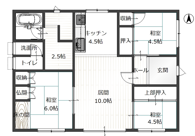 帯広市東12条南6丁目の平屋　南東角地日当たり良好 間取り