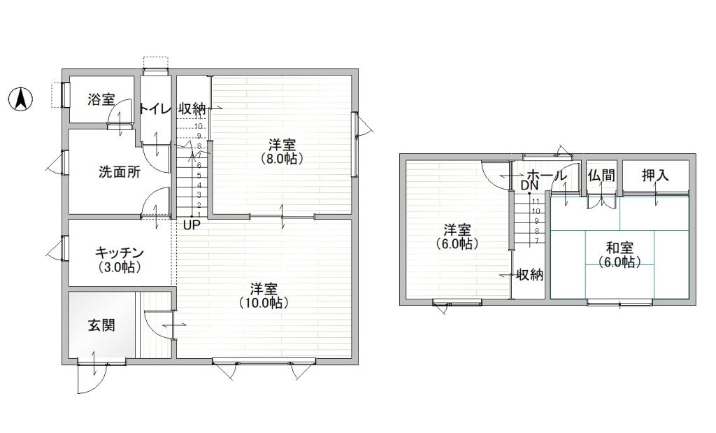 帯広市西12条南12丁目の中古住宅　旗竿地 間取り