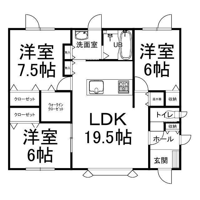 【中古住宅】帯広市南町南8線　平家住宅　駐車5台程度可能 間取り