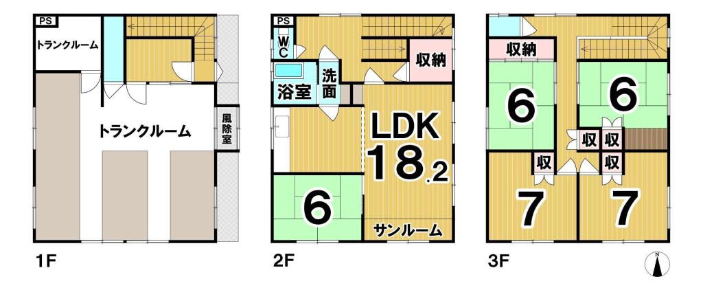 西１条南１９丁目　倉庫付住宅 間取り