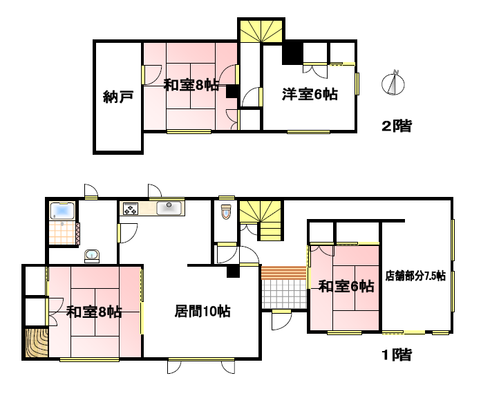 西一条南28　店舗付き住宅 間取り