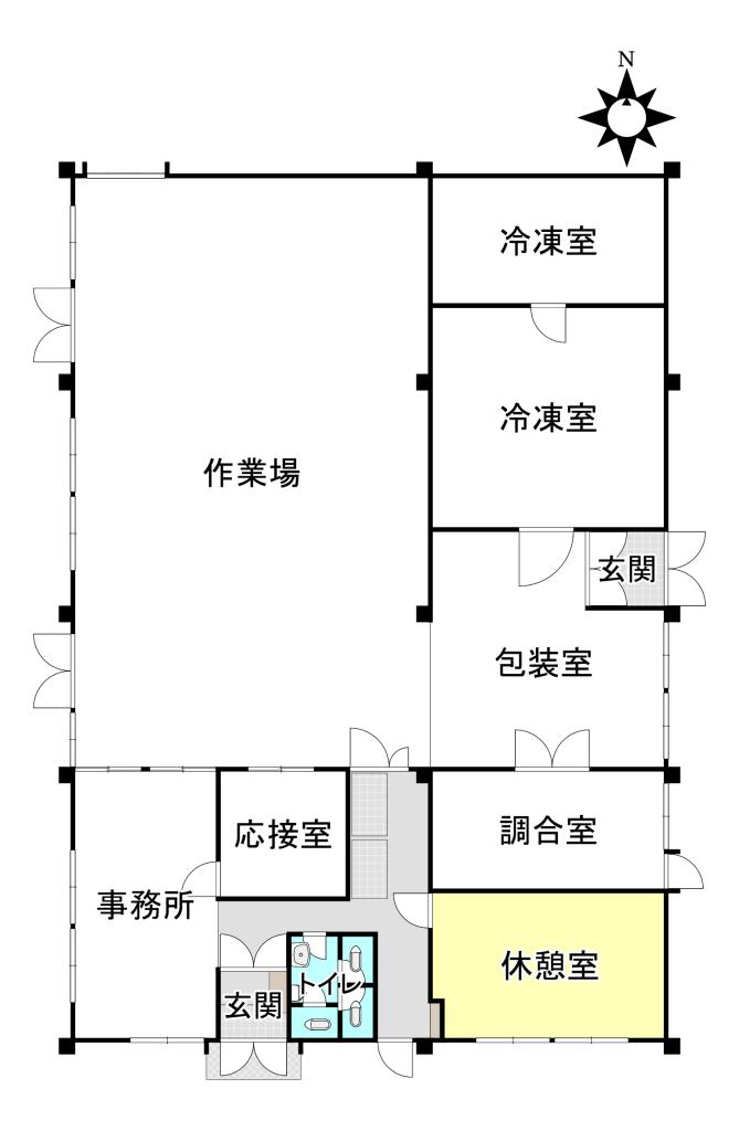 ♪南東角地♪西２４北２＿食品工場 間取り