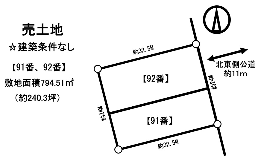 ★売土地★　広尾町丸山通北2丁目91他　【約240坪　建築条件無し】 間取り