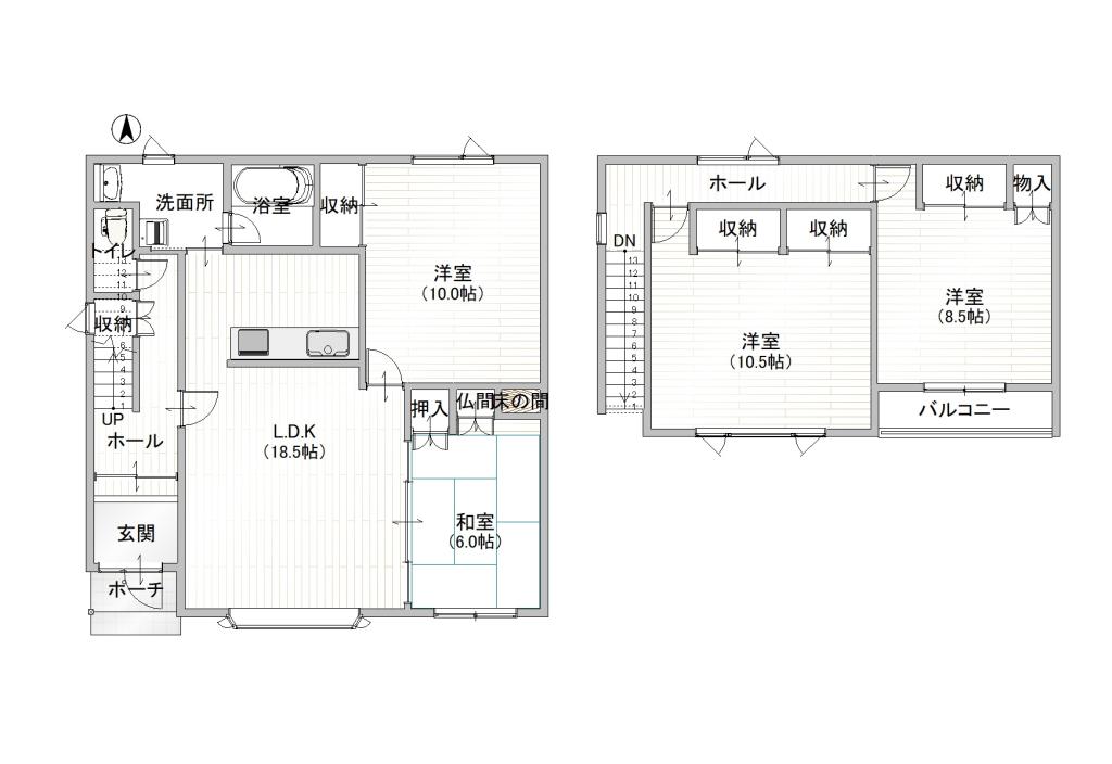 南の森西8丁目の中古住宅　南道路付 間取り